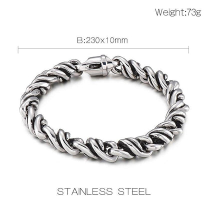 Silver Link Cuban Bracelet Motorcycle Link Men Chain Bracelet 8.7 Inch - CIVIBUY