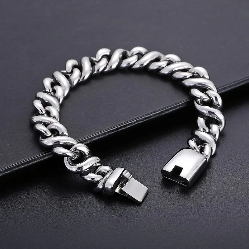 Cuban Bracelet Fashion Link Chain Bracelet 8.7 Inch KA25SF - CIVIBUY