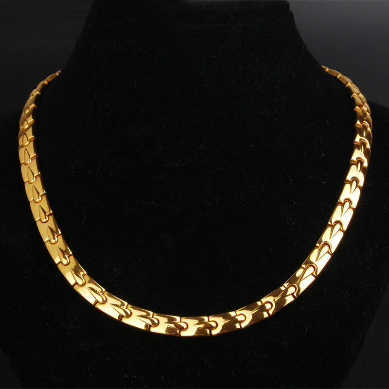 Blood Circulation Necklace Pain Relif Chain Magnetic Jewelry Gold Necklace KC-G55 - CIVIBUY