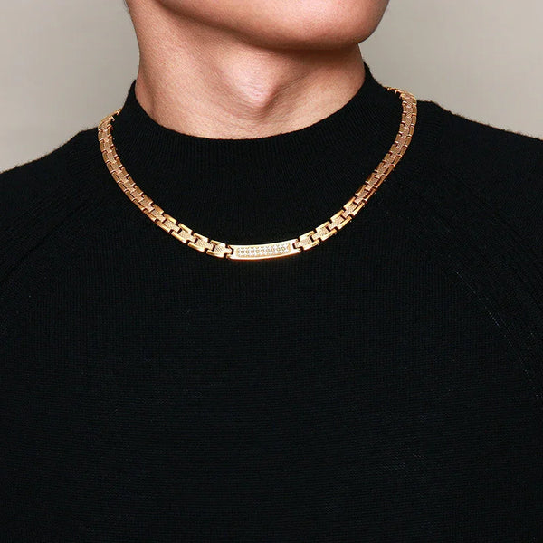 Gold necklace Magnetic Therapy Necklace Stainless Steel Pain Relif Chain