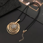 Origina lsweater necklaces boho Jewelry ladies long chunky Leather necklace - CIVIBUY