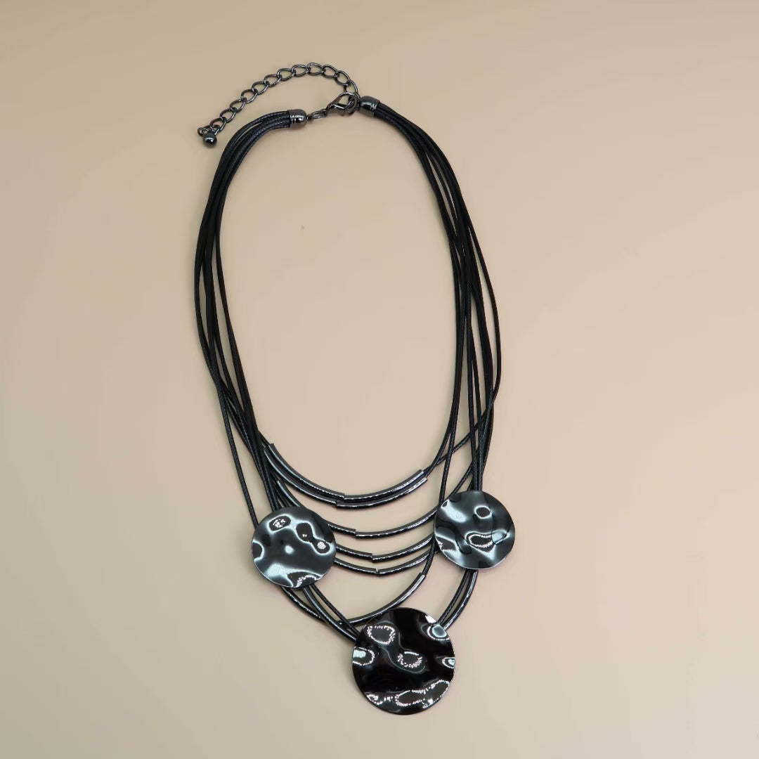 Jet Black Layering Necklace Mother Floral Choker Necklace 【wholesale】 - CIVIBUY