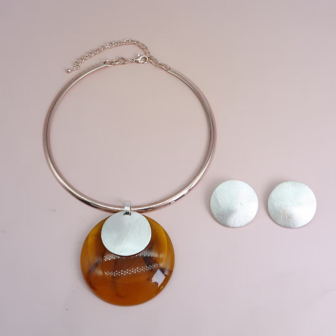 Silver Jewelry Set Choker amber pendant Necklace For Women Sudan Jewelry 【wholesale】 - CIVIBUY