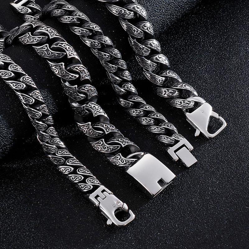 Viking Punk Link Sturdy Heavy Bracelet Men Women Stainless Steel Symbol Charm Heavy Jewelry - CIVIBUY