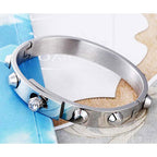 British simple stainless steel diamond hand ring Lady Bracelet - CIVIBUY