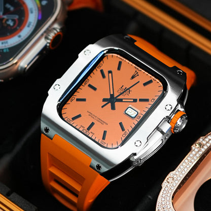 Orange Band Star apple watch 7/8 45mm Stainless steel apple watch Case - CIVIBUY