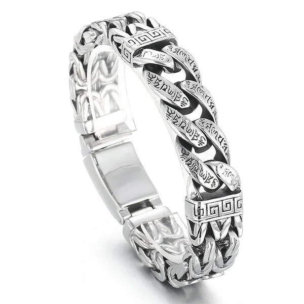 Mens Stainless Steel Doctor Strange spell Link Curb Chain Bracelet B12G-K