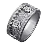 Spinner Ring Gold Plated Rhinestone CZ Wedding Engagement Band Ring for Men Women 8MM Spinner Ring - CIVIBUY