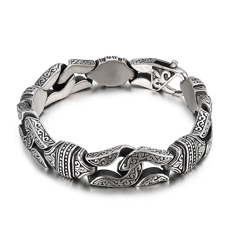 Mens Classic Chain Viking Bracelet Silver Large - CIVIBUY
