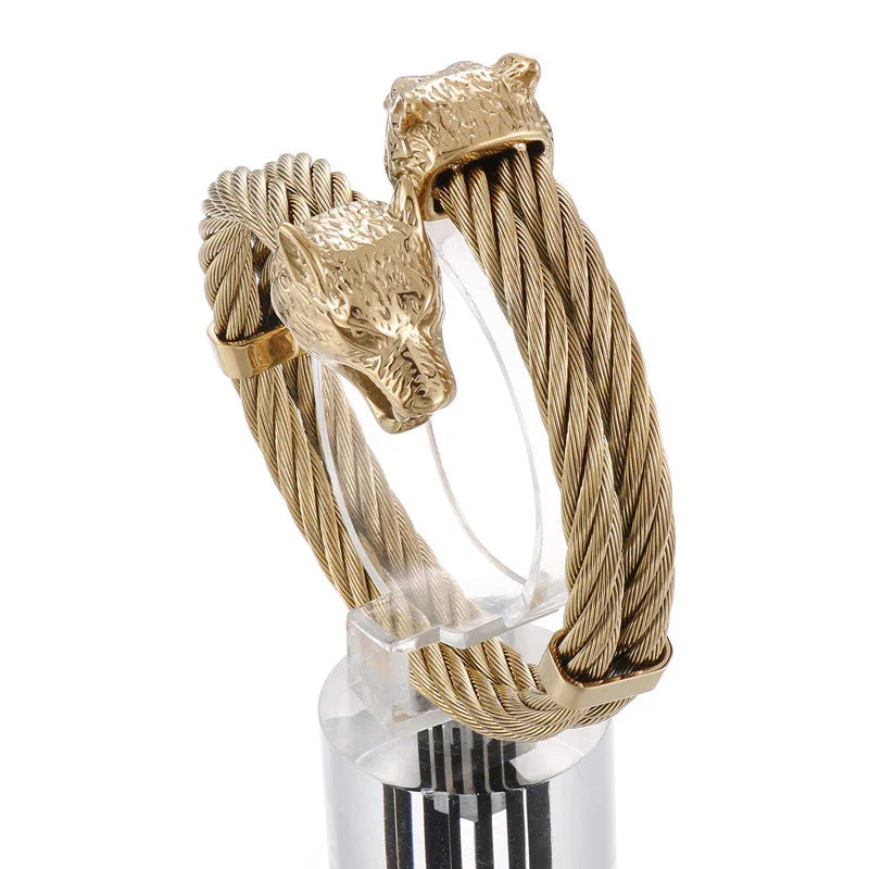 Northmen Wolf Bangle Men stainless Chain Franco Link KU5G3 - CIVIBUY