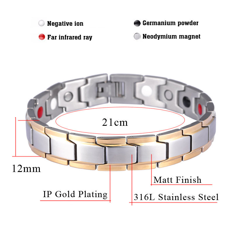 Magnetic Therapy Bracelet for Arthritis Pain Titanium Magnetic Therapy Bracelet Two Tone Adjustable KC-G26 - CIVIBUY