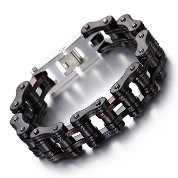 Biker Jewelry Bracelet Energy Red Bracelets Men's Stainless Motorcycle Chain Bracelet