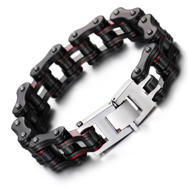 Biker Jewelry Bracelet Energy Red Bracelets Men's Stainless Motorcycle Chain Bracelet - CIVIBUY