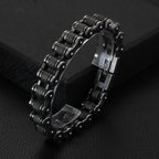 Black Bike Chain Motorcycle Bracelet for Men – Rugged & Stylish Biker Jewelry