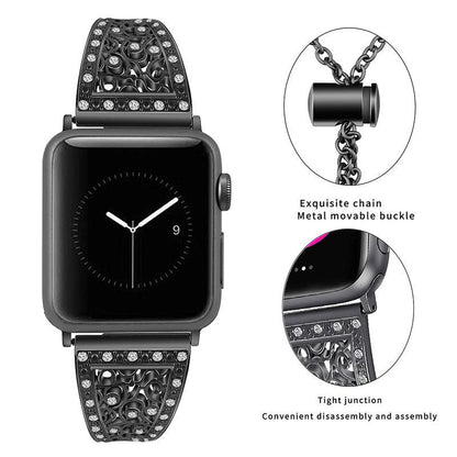 Dressy Jewelry Diamond Cuff Bracelet Apple Watch Band 38mm 40mm iwatch Series 4/3/2/1, - CIVIBUY