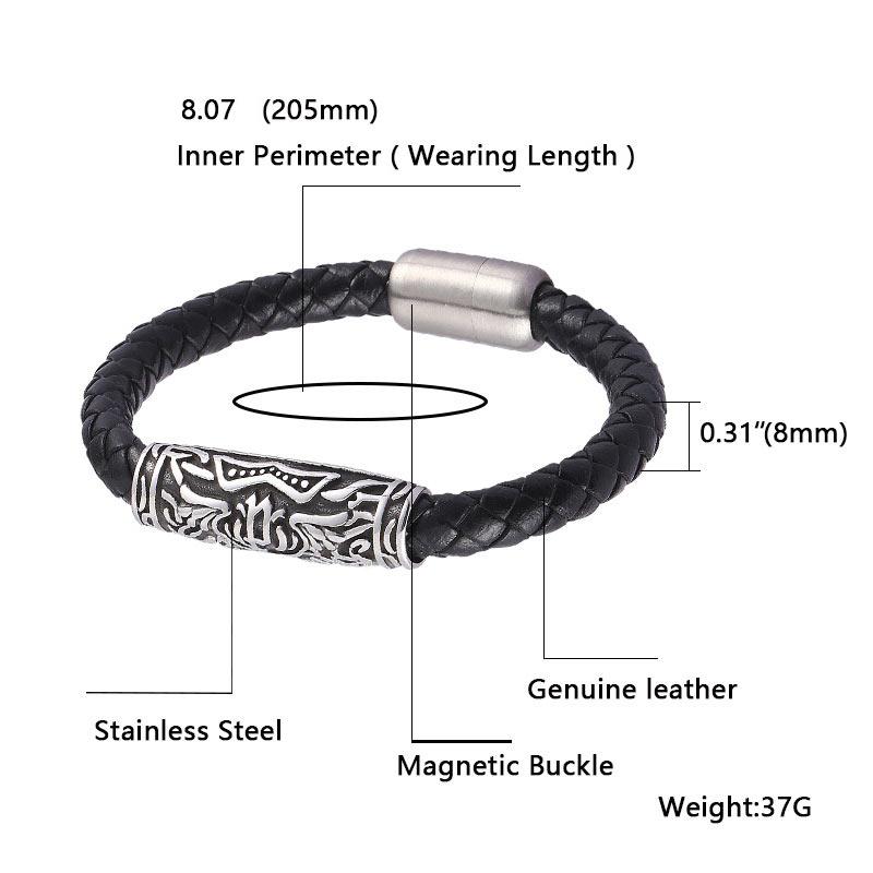 Braided Leather Bracelet for Men Women Wrist Cuff Bracelet rune bracelet - CIVIBUY