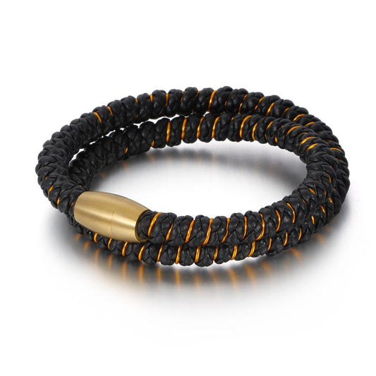 Braided Leather Bracelets for Men Women Bangle Bracelets Magnetic Clasp Wristband - CIVIBUY