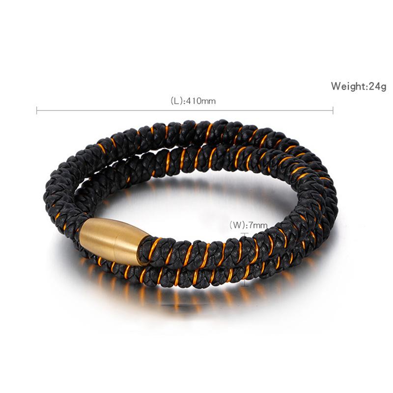 Braided Leather Bracelets for Men Women Bangle Bracelets Magnetic Clasp Wristband - CIVIBUY