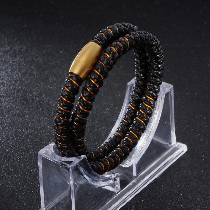 Braided Leather Bracelets for Men Women Bangle Bracelets Magnetic Clasp Wristband - CIVIBUY