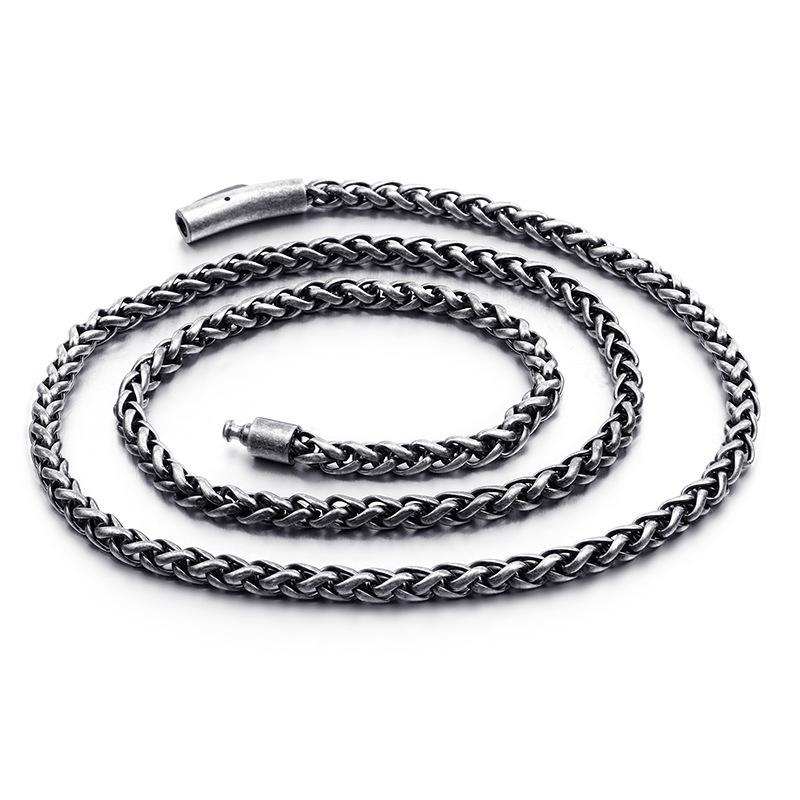 Curb Cuban Chain Link Necklace for Men Boys Heavy 316L Stainless Steel black - CIVIBUY