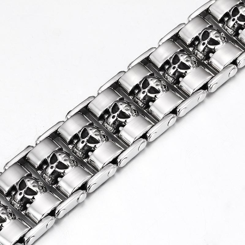 Custom Men's Titanium skull-head Motorcycle Bracelet TTK-S42 - CIVIBUY