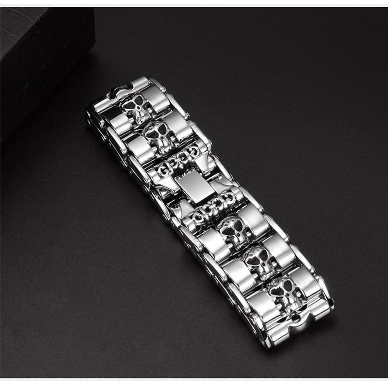 Custom Men's Titanium skull-head Motorcycle Bracelet TTK-S42 - CIVIBUY