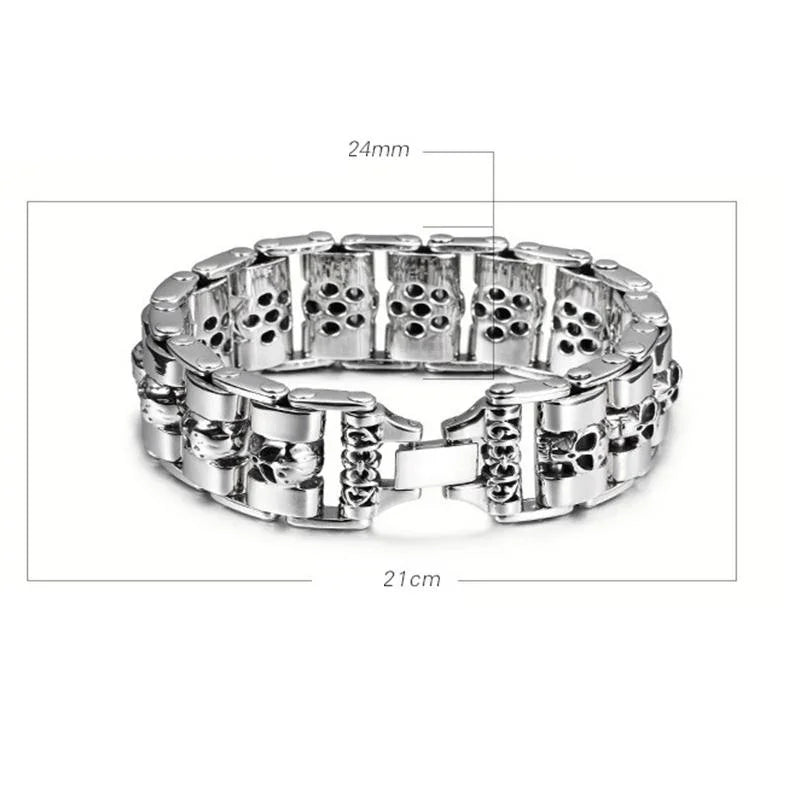 Custom Men's Titanium skull-head Motorcycle Bracelet TTK-S42 - CIVIBUY