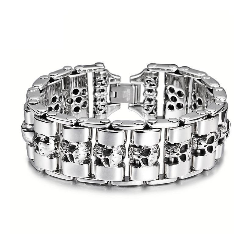 Custom Men's Titanium skull-head Motorcycle Bracelet TTK-S42 - CIVIBUY