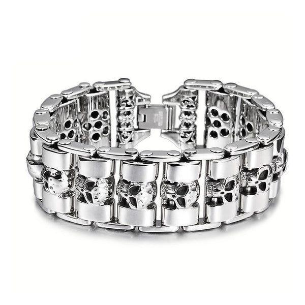 Custom Men's Titanium Skull Motorcycle Bracelet – Biker Jewelry for Men TTK-S42