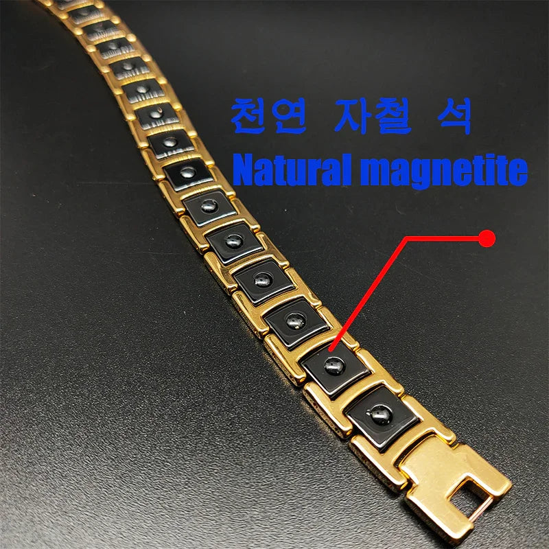 Magnetic Therapy Bracelet for Arthritis Pain Relief Men bracelet Gold - CIVIBUY