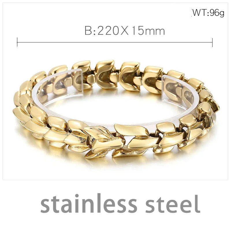 Gold bracelet stainless dragon chain for men - CIVIBUY