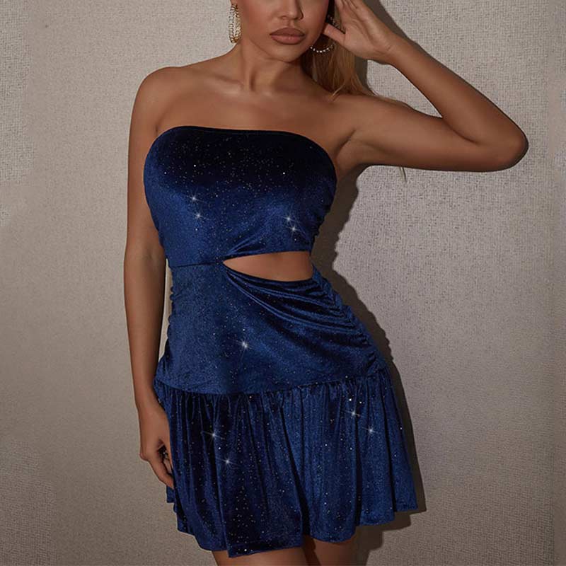 miami Navy blue Sparkly dress cocktail dresses sexi mini dresses - CIVIBUY