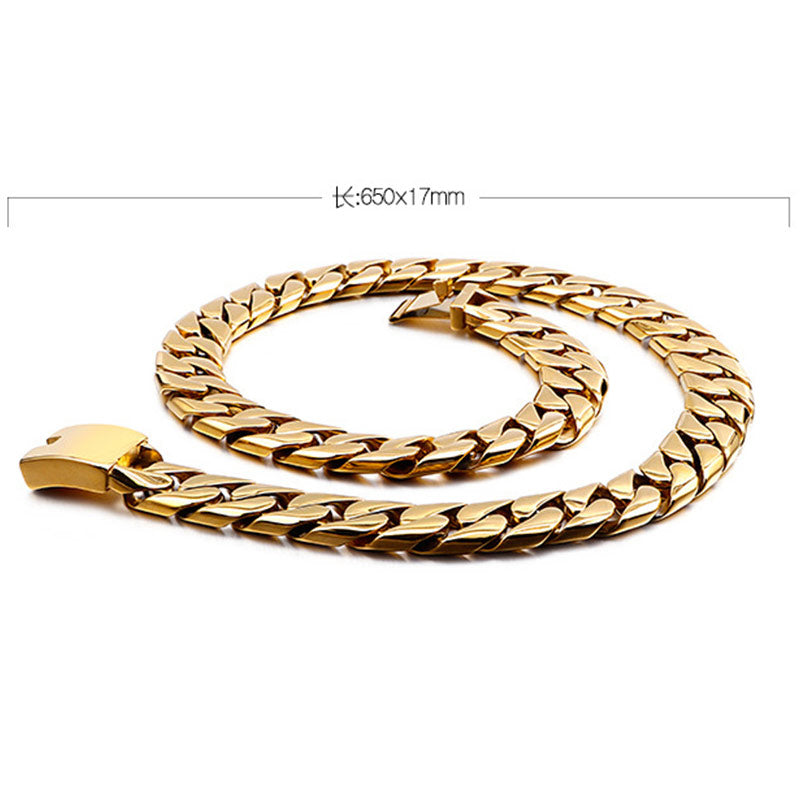 Men's Cuban chain necklace electroplating gold heavy chain - CIVIBUY