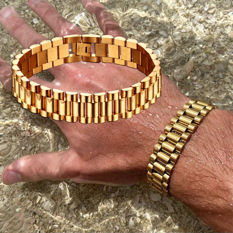 Men's Jewelry Business watch band Strap Gold Bracelet - CIVIBUY