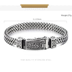 Mens Stainless Steel Franco Link Curb Chain Bracelet Vintage Fleur de Lis Spring Box Clasp - CIVIBUY