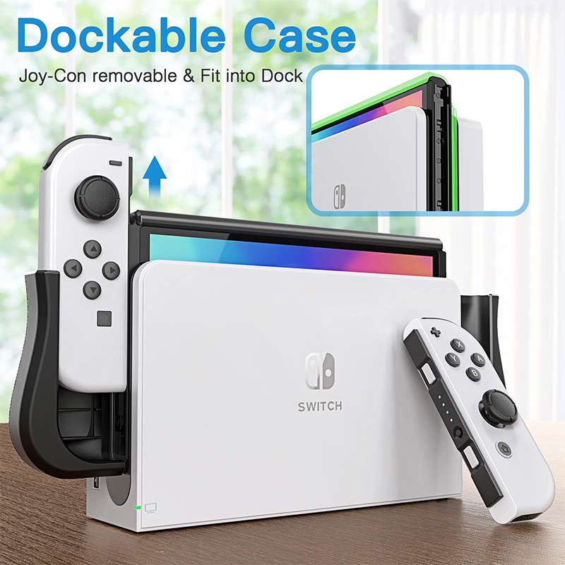 Switch OLED Case Compatible with Nintendo Switch OLED , Dockable TPU Protective Case for Nintendo Switch OLED Model 2021 with Game Card Slots - CIVIBUY