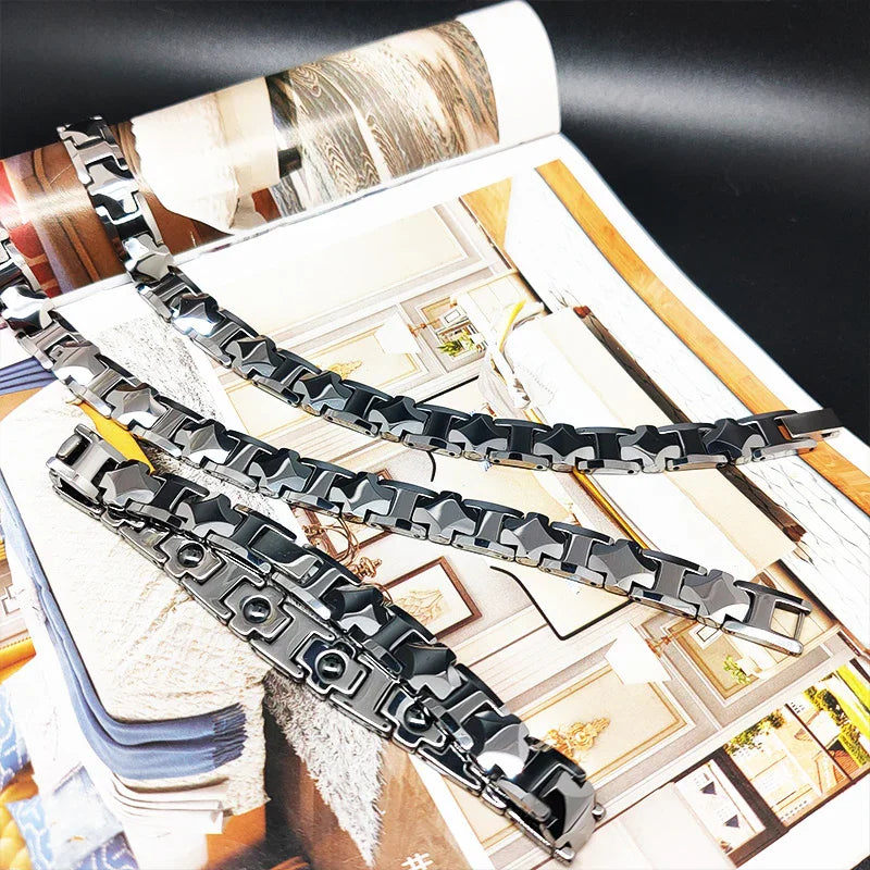 Therapy Pain Relif Chain Polished Tungsten Energy Magnetic Bracelet for Men's Arthritis - CIVIBUY