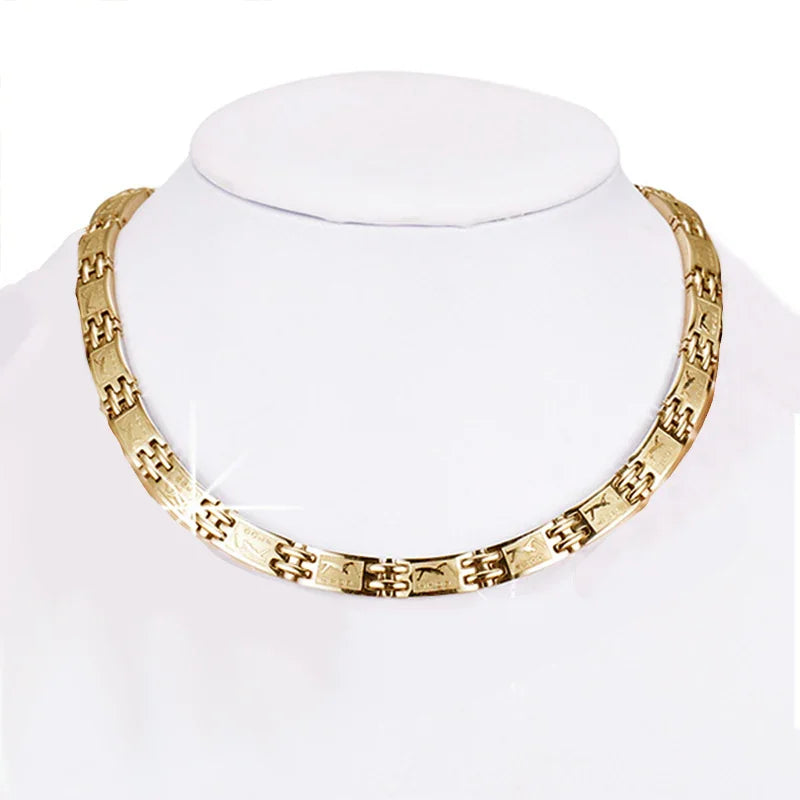 Germanium Necklace Blood Circulation Pain Relif Jewelry Gold Necklace SC-G11 - CIVIBUY