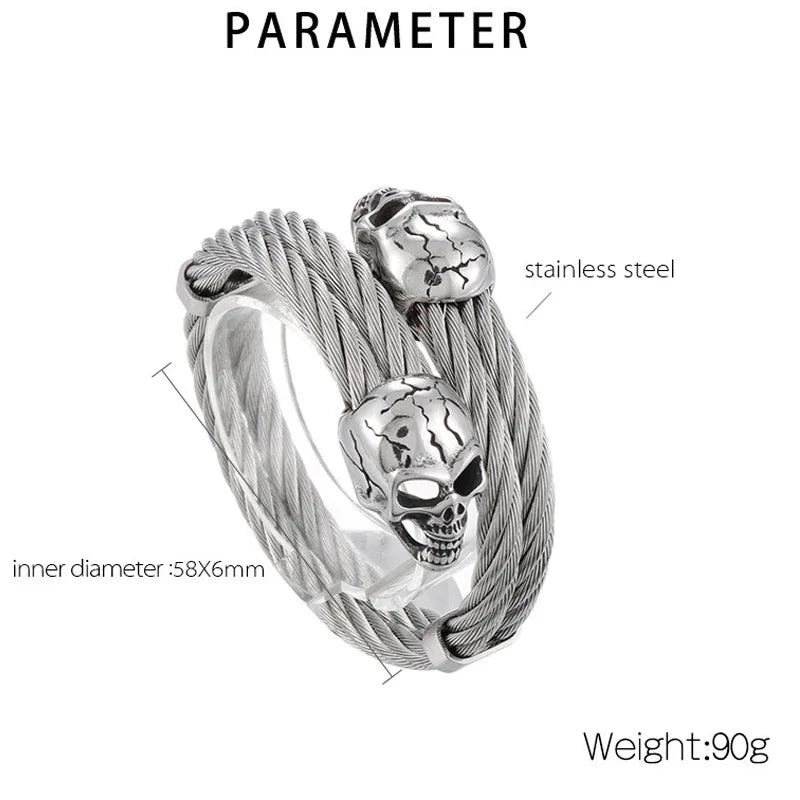 Gothic Skull Bangle Men stainless Curb Chain Skull Franco Link - CIVIBUY