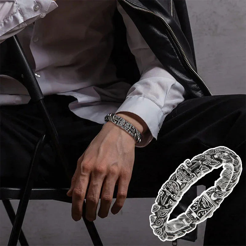 Viking Charms Gods‘ sword Cuban Chain Mens Large Steel Bracelet with Clasp - CIVIBUY