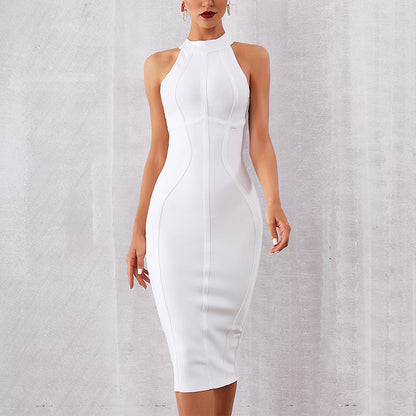 White dress Sexy Sleeveless Bandage Elegant Club Bandage Dress for party - CIVIBUY