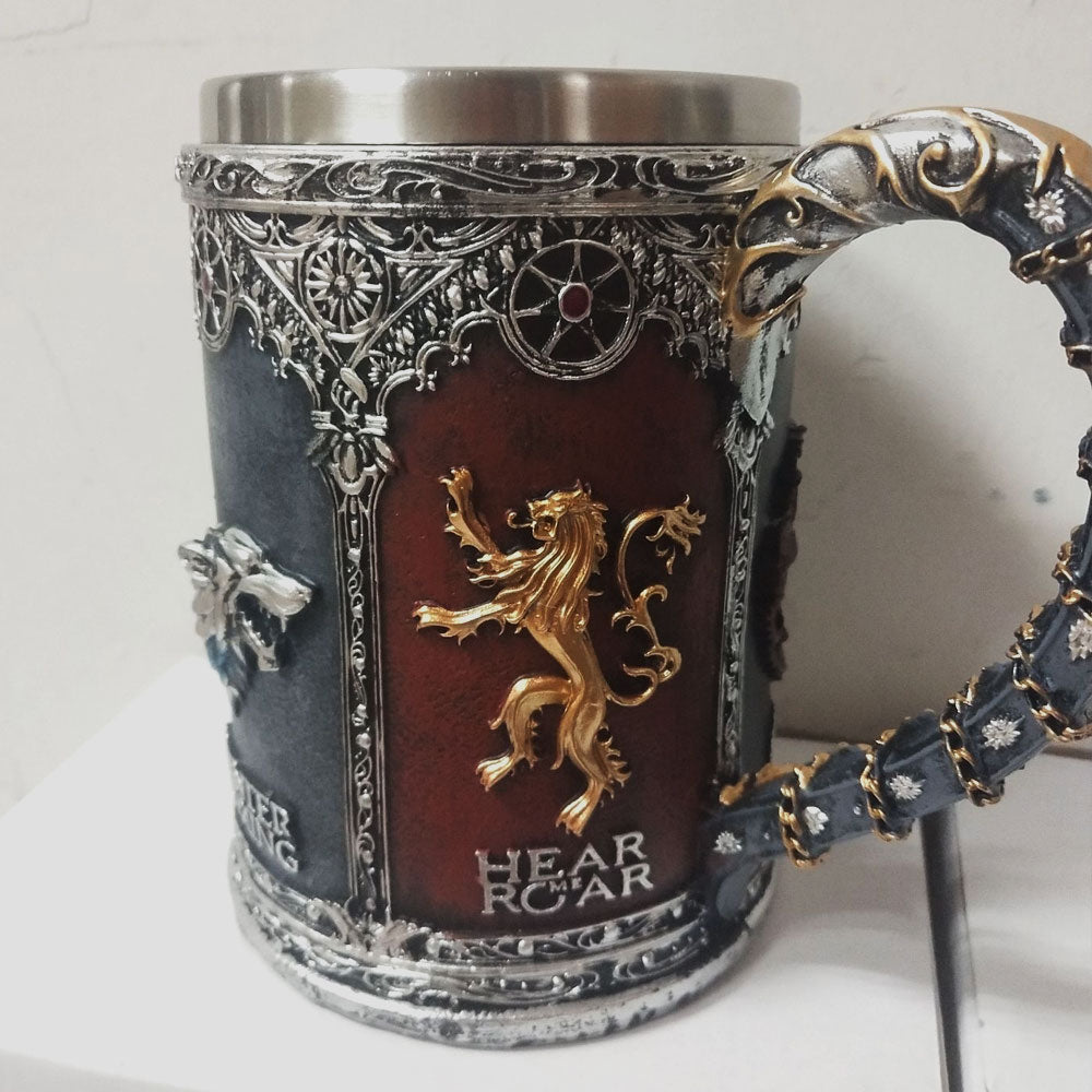 Vintage Dragon Mug Stainless steel resin relief mug Coffee Mug 21 OZ - CIVIBUY