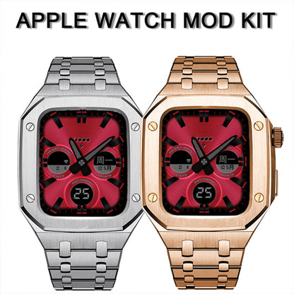 Luxury Band Case Compatible Apple Watch Series 7/8 45mm Men Rugged Protective Case Drop-proof Metal Bumper with Strap - CIVIBUY