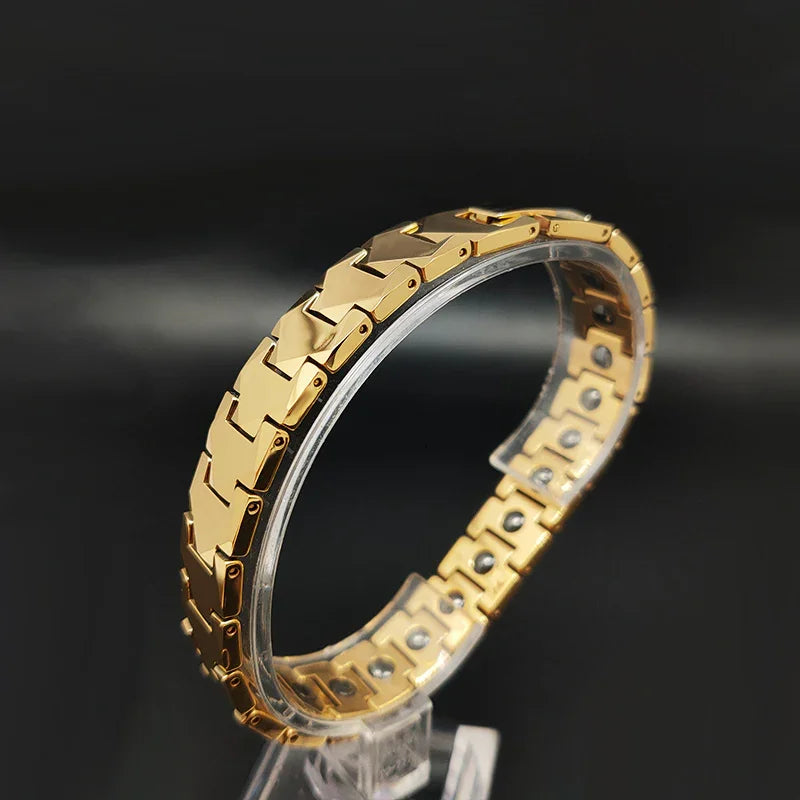 Therapy Pain Relif Chain Energy Magnetic Tungsten Gold Bracelet for Men - CIVIBUY