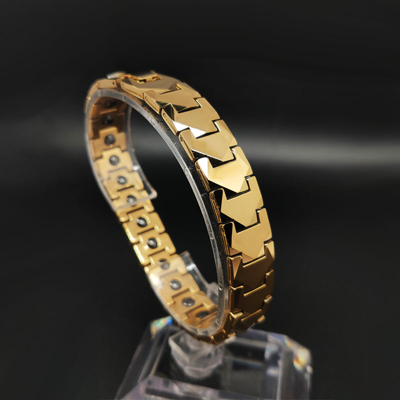 Therapy Pain Relif Chain Energy Magnetic Tungsten Gold Bracelet for Men - CIVIBUY