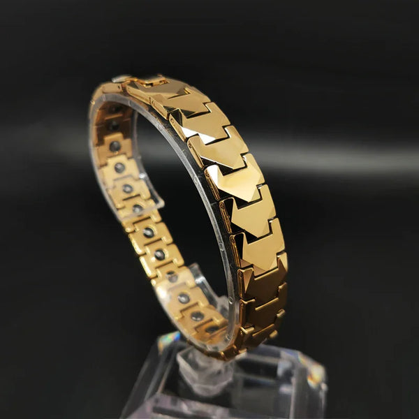 Therapy Pain Relif Chain Energy Magnetic Tungsten Gold Bracelet for Men
