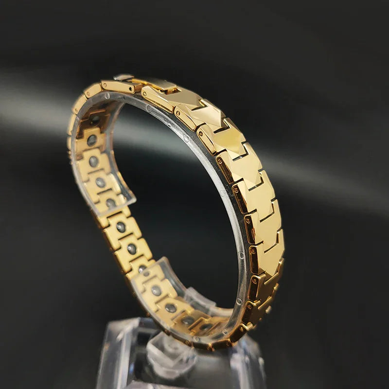 Therapy Pain Relif Chain Energy Magnetic Tungsten Gold Bracelet for Men - CIVIBUY