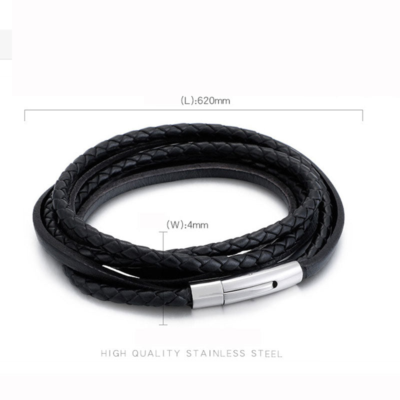 Retro stainless steel leather rope men's Bracelet JM-S037 - CIVIBUY