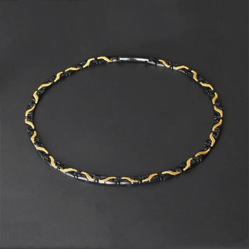 Elegant Titanium Magnetic Therapy Necklace Pain Relief for Neck Arthritis Migraine Headaches CX35R - CIVIBUY