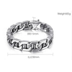 Mens Classic Chain Cuba Bracelet Silver Large - CIVIBUY